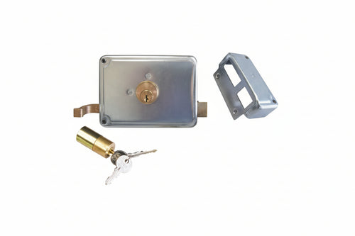 Serratura Per Cancello Catenaccio+Scrocco Doppio Cilindro Fisso 2 Mand- - Mm.50 Dx (P2750100) - 1 Pezzi Facchinetti