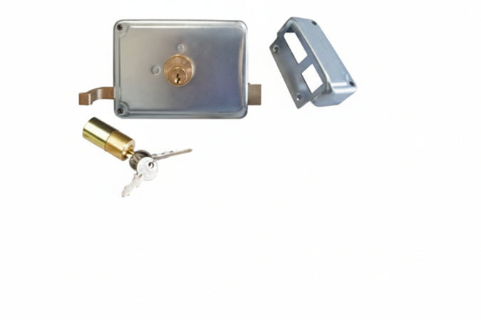 Serratura Per Cancello Catenaccio+Scrocco Doppio Cilindro Fisso 2 Mand- - Mm.50 Sx (P2750300) - 1 Pezzi Facchinetti
