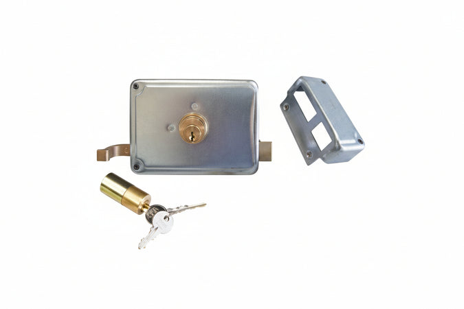 Serratura Per Cancello Catenaccio+Scrocco Doppio Cilindro Fisso 2 Mand- - Mm.60 Dx (P2760100) - 1 Pezzi Facchinetti