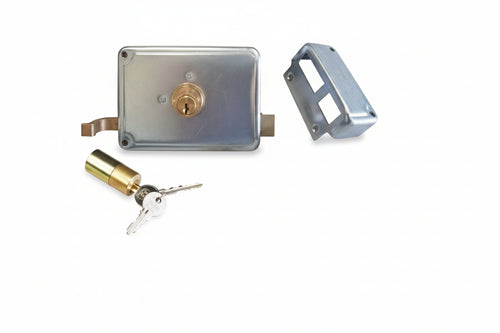 Serratura Per Cancello Catenaccio+Scrocco Doppio Cilindro Fisso 2 Mand- - Mm.70 Sx (P2770300) - 1 Pezzi Facchinetti
