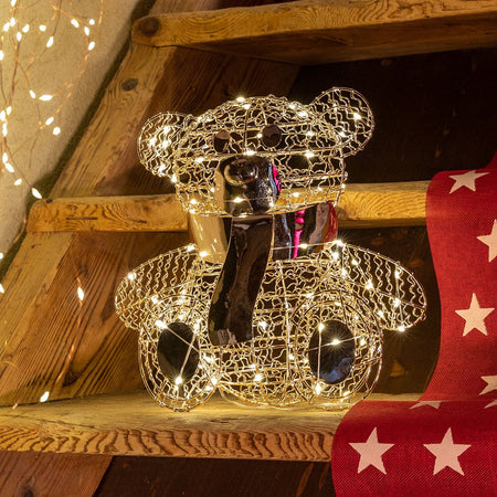 Orsetto "Teddy Bear" luminoso con led bianco caldo champagne per interno