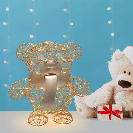 Orsetto "Teddy Bear" luminoso con led bianco caldo champagne per interno