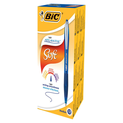 Scatola 12 Penne Sfera Scatto BicAtlantis Premium Clip Metal 1,0Mm Blu