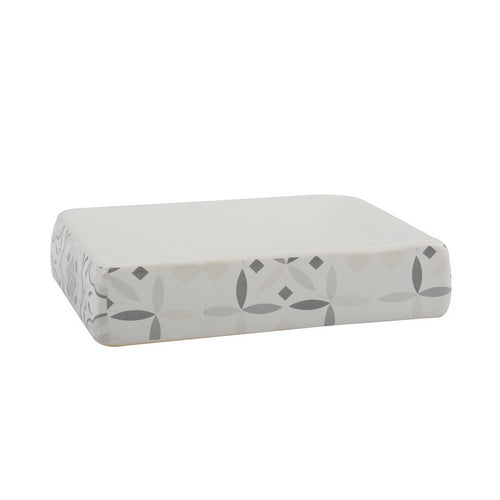 Porta Sapone In Ceramica Evora- Bianco - Grigio- Spire- Pezzi 1