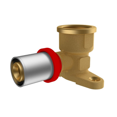 Raccordo A Pressare Ikaro Curvo Femmina Con Flangia- 1/2 X 16 -Conf- Ikaro- Pezzi 1