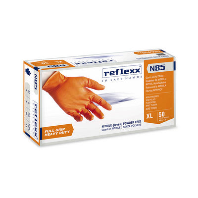 50 Pz Guanti In Nitrile Full Grip N85- Taglia Xl - Arancio- Refle- Pezzi 1