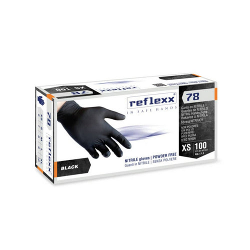 100 Pz Guanti In Nitrile Nero Senza Polvere R78- Taglia Xl- Refle- Pezzi 1