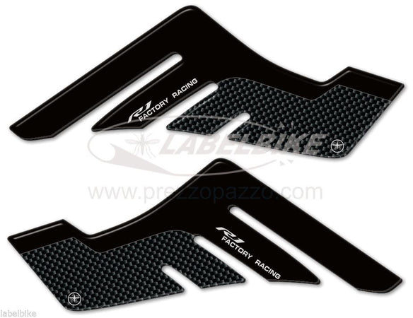PROTEZIONI LATERALI SERBATOIO Sticker 3D compatibili MOTO YAMAHA YZF R1 dal 2015