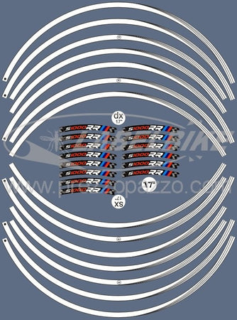 STRISCE ADESIVE compatibili per MOTO BMW S1000 RR adesivi CERCHI 17' tuning