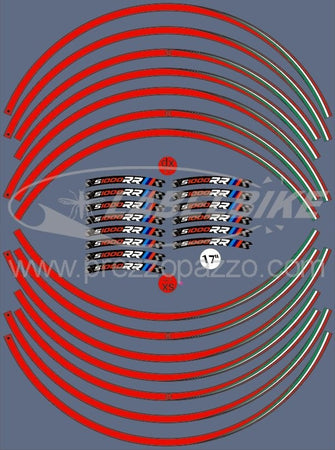 STRISCE ADESIVE compatibili per MOTO BMW S1000 RR adesivi CERCHI 17' tuning