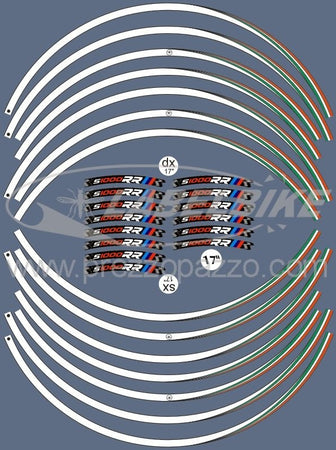 STRISCE ADESIVE compatibili per MOTO BMW S1000 RR adesivi CERCHI 17' tuning