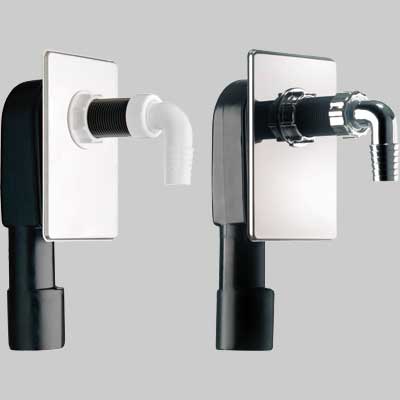 Sifone A Incasso Per Lavatrice Ispezionabile 1 X Ø40/50 Piastra Inox Cromata - 1 Pezzi - Idroweb