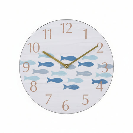 Orologio Muro Pesci Blu- - Ø Cm.30 - 1 Pezzi Xtra