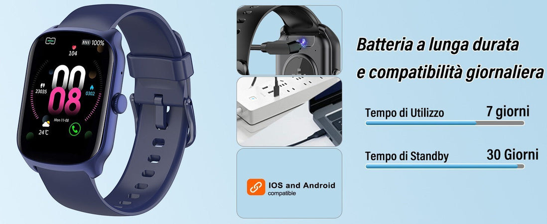 Smartwatch Uomo Donna, 1.95" Schermo Curvo Orologio Chiamate 110 Modalità IP68