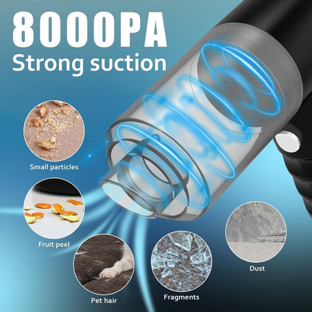 Aspirabriciole Senza Fili, Aspirapolvere Portatile Senza Fili per Auto 8000PA