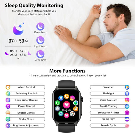 Smartwatch Uomo Donna Chiamate Orologio Contapassi IP68 110+ Sportivo