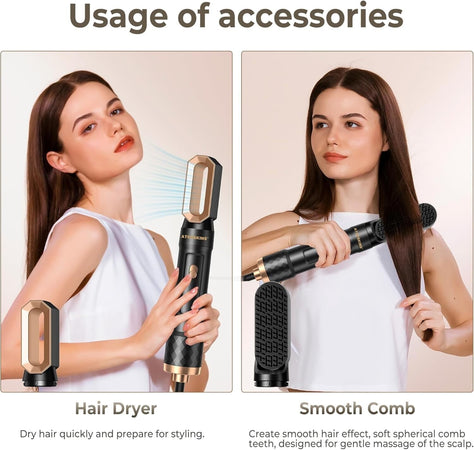 Asciugacapelli Spazzola Phon 6 in 1 Air Styler Set Multifunzione 1000W Atopskins