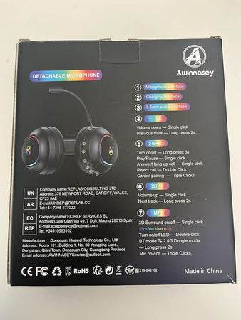 Cuffie gioco wireless Awinnasey PH1 2,con microfono, 4 GHz per PS5,PS4 PC Mac