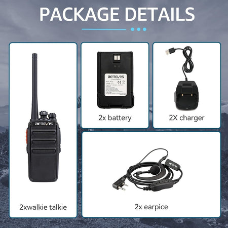 Retevis RT24 Walkie-Talkie Ricetrasmittenti PMR446 Licenza Libera 16 Canali X2