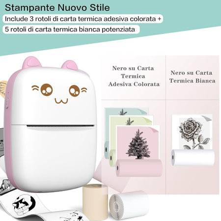 Mini stampante portatile stampante termica Bluetooth fotografica portatile Rosa