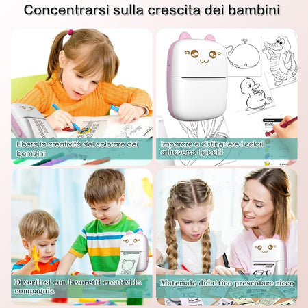 Mini stampante portatile stampante termica Bluetooth fotografica portatile Rosa