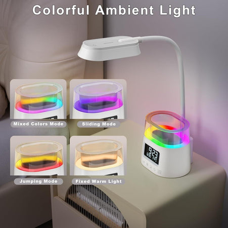 Lampada da Scrivania LED Con Luce RGB 3 Modalità di Colore Portapenne Orologio