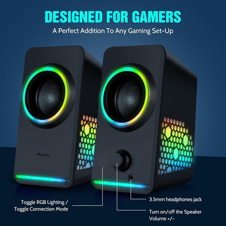 Altoparlanti per PC MARBOO RGB illuminati da gioco USB jack da 3,5 mm Laptop