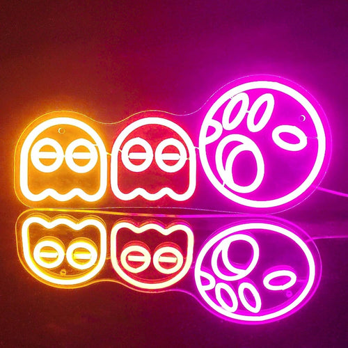 Insegna al neon per giochi Pac-man luci al neon LED fantasma insegna retrò arcad