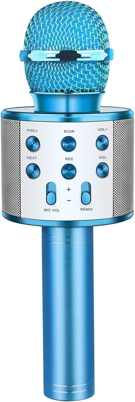 Microfono Bluetooth Karaoke per Bambini lega alluminio colore BLU  tecnologia