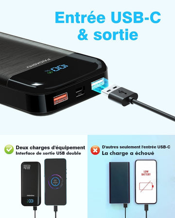 Power Bank 27000mAh per Cellulare Ricarica Rapida USB C con Display LED PAIDASHU