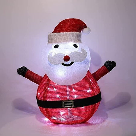 Lampada Pupazzo Di Neve Di Natale Lanterna Pieghevole Da Prato A Led 40 Led Luce