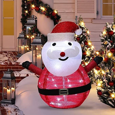Lampada Pupazzo Di Neve Di Natale Lanterna Pieghevole Da Prato A Led 40 Led Luce