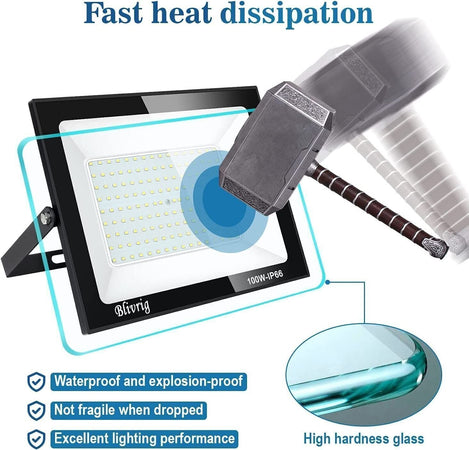 Blivrig 50W faretto led 5000LM Fari LED per Esterno Bianco Freddo 6000K