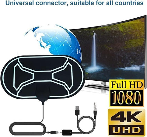 Antenna TV digitale HD amplificata, portata fino a 100 miglia, supporto 4K 1080p