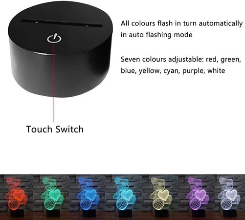 Coolzon Lampada 3D LED Illusion Lampada da comodino Lampade di ricarica USB