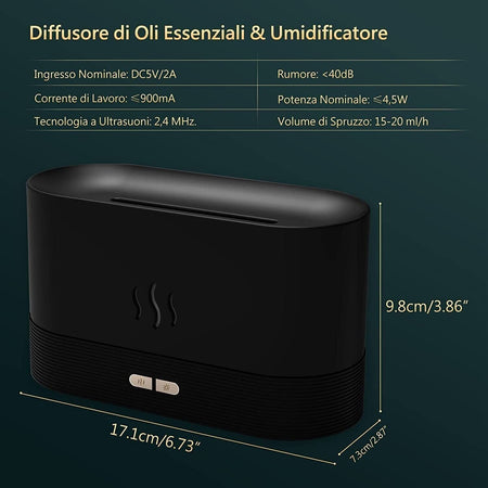 Diffusore di Oli Essenziali con Effetto Fiamma Umidificatore Ambiente