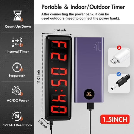 Seesii - Timer da palestra a LED, con timer a intervalli ultra trasparente