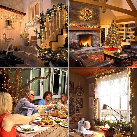 66ft 200 luci natalizie a LED per interni ed esterni, luci bianche calde