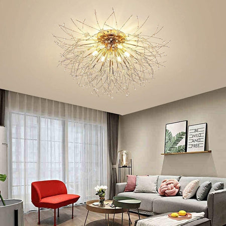 JIINOO Moderna Firework Lampadari, 6-Luci Dente di Leone Lampada da Soffitto