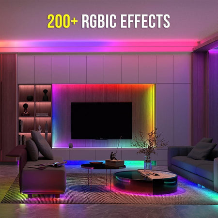 Dilunar Striscia LED RGBIC 5 Metri, Smart LED Strisce Bluetooth Dimmerabile