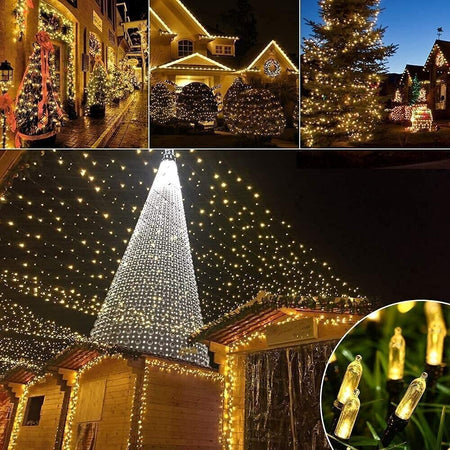 Luci natalizie a batteria, 33ft 100 LED Luci natalizie da esterno a batteria