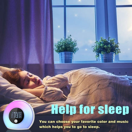 Altoparlante Bluetooth con luce sveglia, Lampada da tavolo Sveglia, Lampada