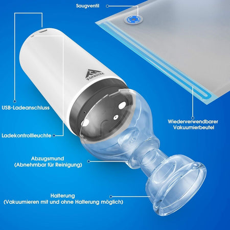 Mini Macchina Sottovuoto, TOP HOUSE Macchina Sottovuoto Senza Fili con Batteria