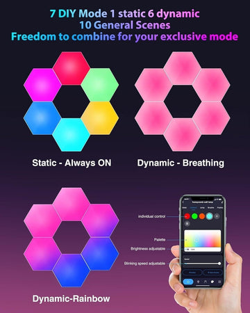 LPMYLME Luce A Led Esagonale, Atmosfera di Gioco Luci Fai-da-te Starter Kit