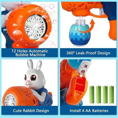 Pistola per Bolle per Bambini Bunny Macchina per Bolle per Bambini 1-3