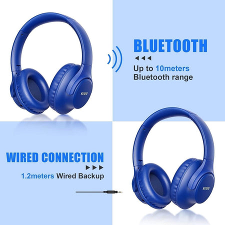 KVIDIO Cuffie Wireless Bluetooth 5.2, 55 ore Vestibilità Comoda Pieghevoli