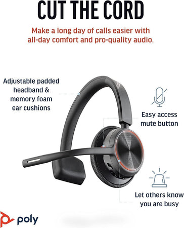 Poly Voyager 4310 UC wireless - Mono Premium USB A - Cuffie Bluetooth,