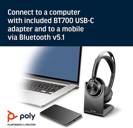 Poly - Cuffie USB-C Voyager Focus UC con supporto (Plantronics) - Bluetooth