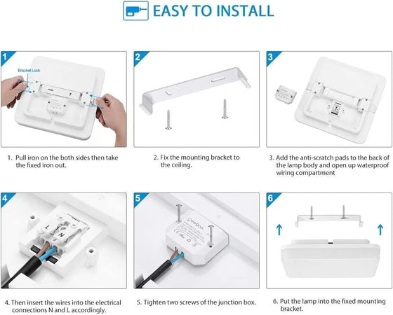 Lampada da soffitto LED, 15W LED Sensore di luce a Plafoniera movimento, 1500lm
