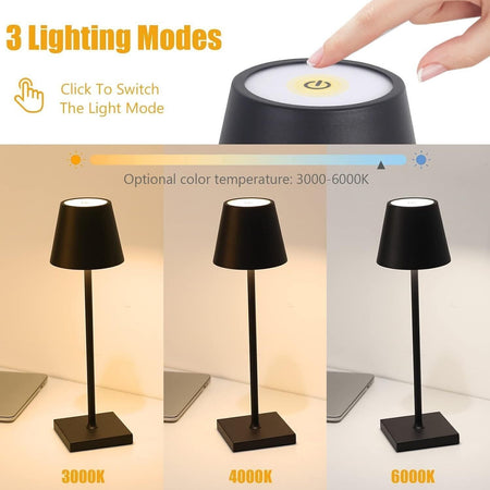 Lampada da Tavolo Senza Fili Ricaricabile, Portatile Lampada Comodino Camera